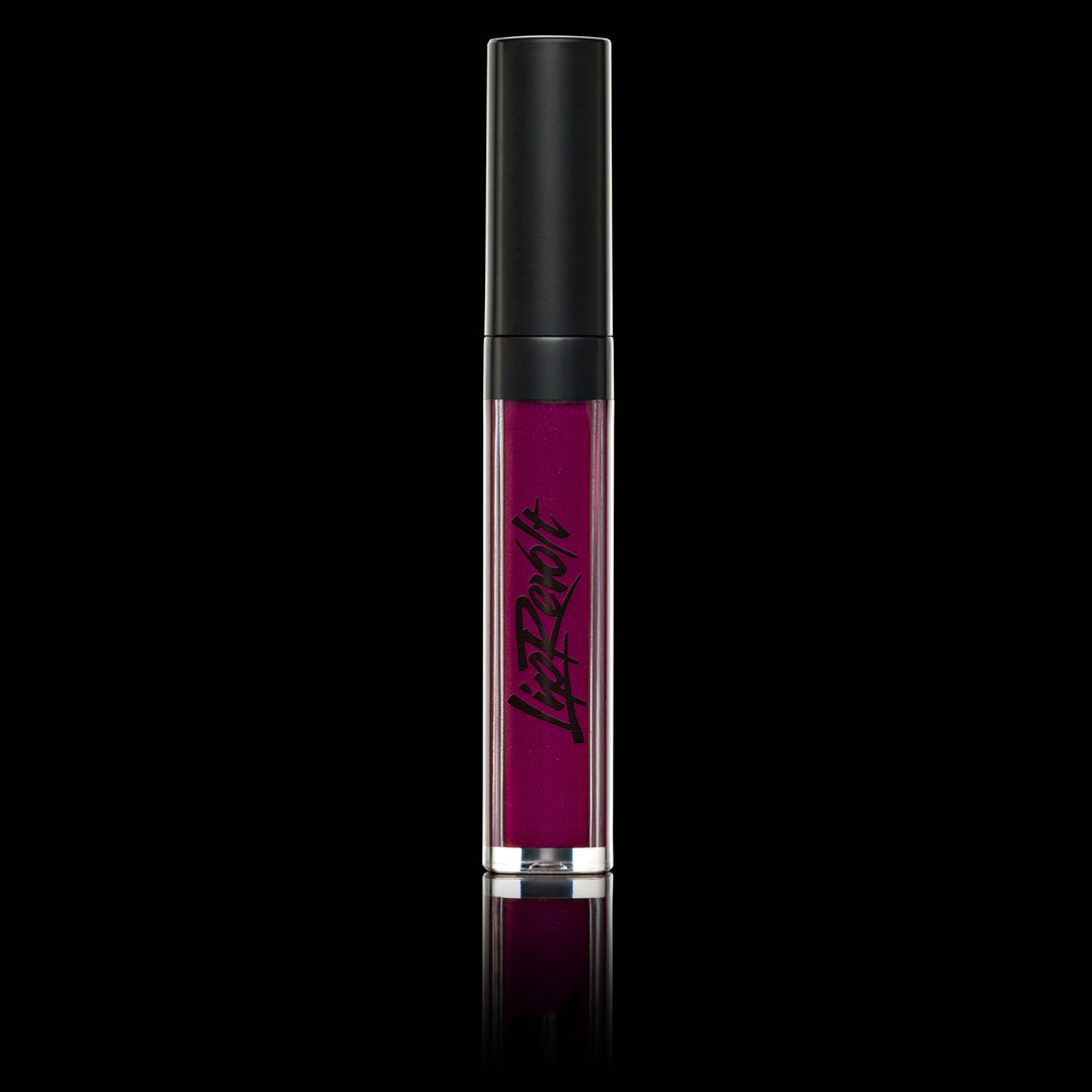 LipRevolt liquid lipstick in NEBULA shade. It appears as a Purple with Lilac Shimmer on the lips.